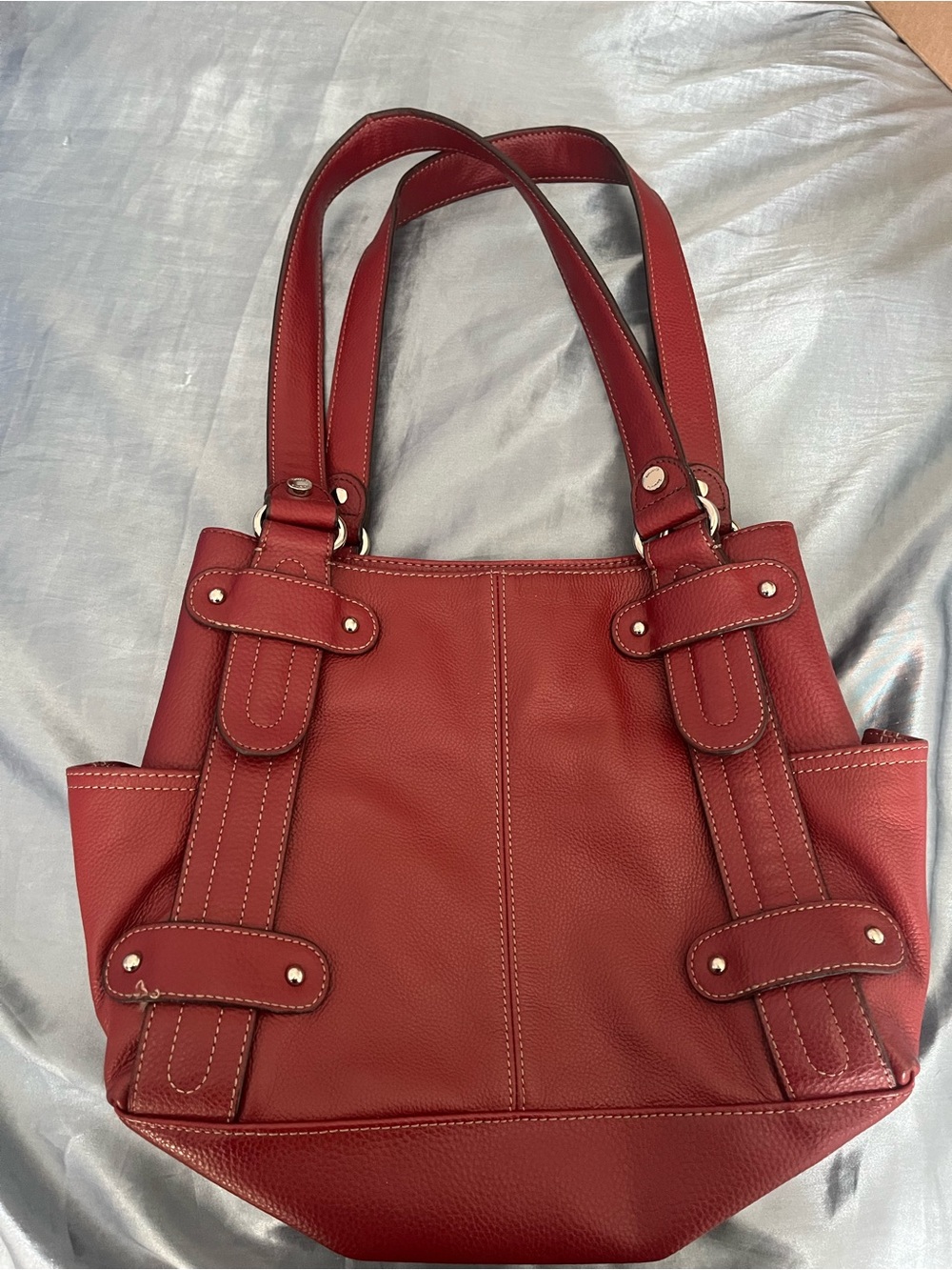 Tignanello Red Leather Shoulder Tote